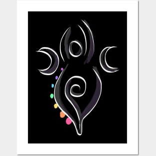 Spiral Goddess T-Shirt Three Symbol Wiccan Pagan and Chakras Posters and Art